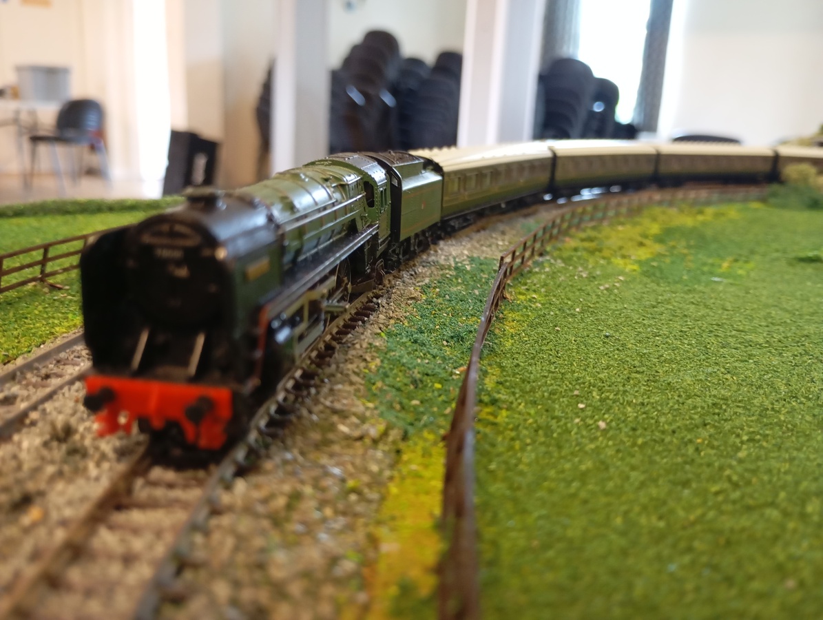 British tender locomotive around a curve